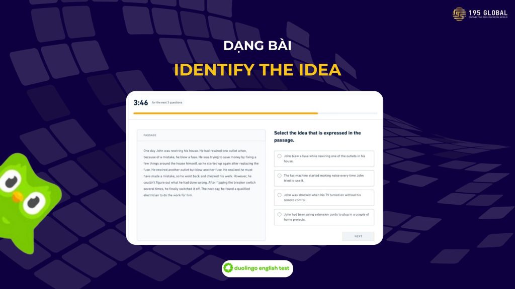 Dạng bài Identify the idea trong DET