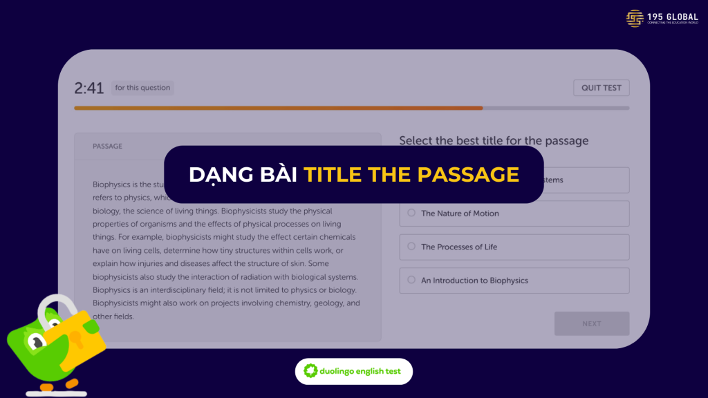 Dạng bài Title The Passage trong DET